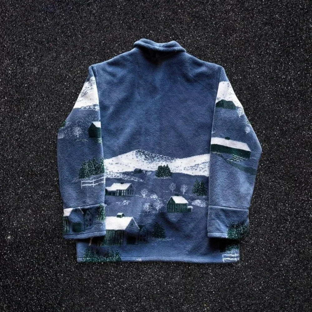 Vintage St. John's Bay blue cottage button up fleece, cottage core, retro - Picture 3 of 8